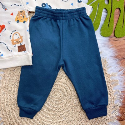 Conj. Casaco Beep Beep! e Calça de Moletom - Areia e Azul Jeans